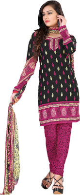 

Jiya Crepe Self Design, Printed Salwar Suit Dupatta Material(Un-stitched), Black