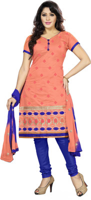 

Khushali Chanderi Self Design, Embellished, Embroidered Salwar Suit Dupatta Material(Un-stitched), Peach