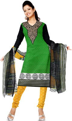 

Khushali Cotton Self Design, Printed Salwar Suit Dupatta Material(Un-stitched), Black;green;yellow