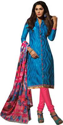 

Jiya Chanderi Self Design, Embroidered Salwar Suit Dupatta Material(Un-stitched), Blue;pink