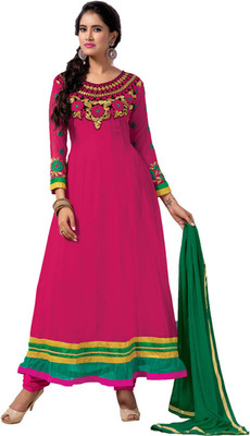

Party Wear Dresses Georgette Embroidered Semi-stitched Salwar Suit Dupatta Material, Multicolor