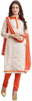 

Trendz Apparels Chanderi Embroidered Salwar Suit Dupatta Material(Un-stitched), White