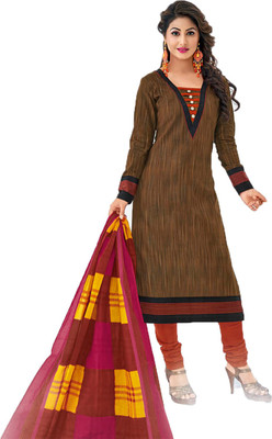 

Pshopee Cotton Printed Salwar Suit Dupatta Material(Un-stitched), Brown
