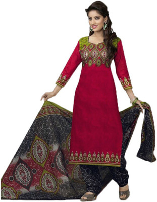 Diyastyle Cotton Printed Salwar Suit Dupatta Material(Un-stitched), Multicolor
