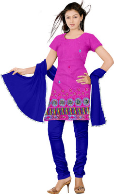 

Indian Wear Online Cotton Embroidered Salwar Suit Dupatta Material(Un-stitched), Purple