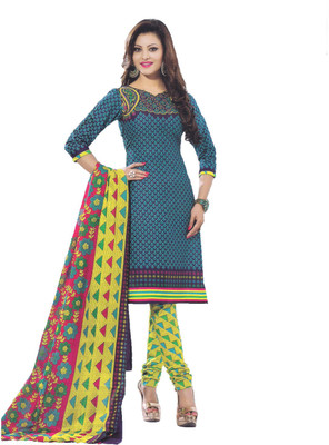 

Party Wear Dresses Cotton Printed Semi-stitched Salwar Suit Dupatta Material, Multicolor