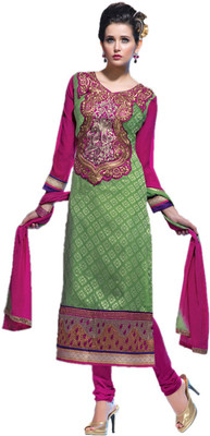 

Indian Wear Online Georgette Embroidered Semi-stitched Salwar Suit Dupatta Material, Red