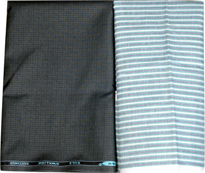 

Kundan Cotton Polyester Blend Striped, Checkered Shirt & Trouser Fabric(Un-stitched), Multicolor