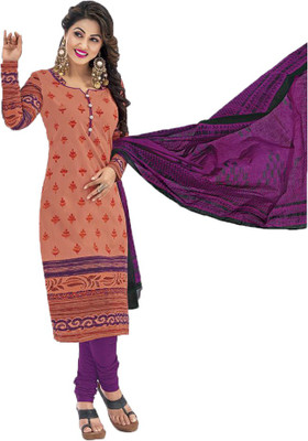 

Party Wear Dresses Cotton Printed Salwar Suit Dupatta Material(Un-stitched), Orange