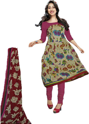 

Indian Wear Online Cotton Printed Semi-stitched Salwar Suit Dupatta Material, Multicolor