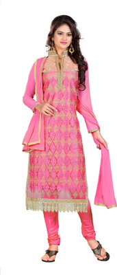 

Khushali Net Self Design, Embroidered Salwar Suit Dupatta Material(Un-stitched), Beige;pink