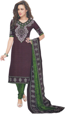 

Party Wear Dresses Cotton Printed Salwar Suit Dupatta Material(Un-stitched), Brown