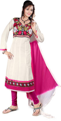 

Shree Vardhman Cotton Embroidered Salwar Suit Dupatta Material(Un-stitched), White