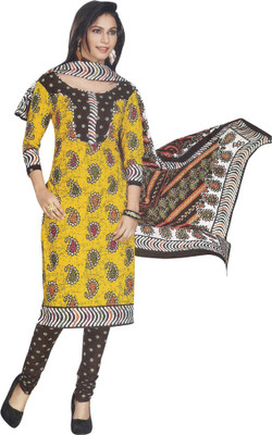 

Indian Wear Online Cotton Printed Salwar Suit Dupatta Material(Un-stitched), Yellow