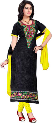 

Trendz Apparels Cotton Embroidered Salwar Suit Dupatta Material(Un-stitched), Black