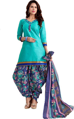 

Indian Wear Online Cotton Printed Salwar Suit Dupatta Material(Un-stitched), Blue
