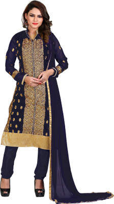 

Jiya Georgette Self Design, Embroidered Salwar Suit Dupatta Material(Un-stitched), Dark blue