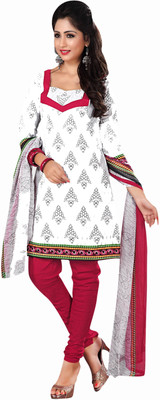 

Trendz Apparels Cotton Printed Dress/Top Material(Un-stitched), White
