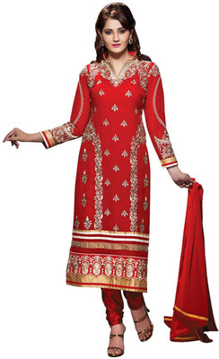 

Morli Georgette Self Design Salwar Suit Dupatta Material(Un-stitched), Red