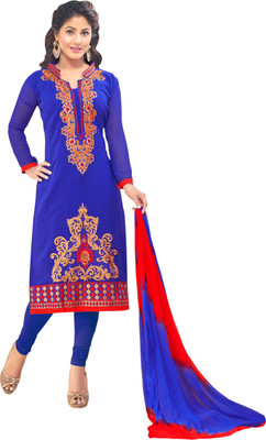 

Vbuyz Georgette Embroidered Salwar Suit Dupatta Material(Un-stitched), Blue