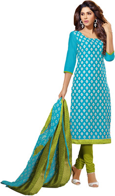 

Khushali Chanderi Self Design, Embroidered Salwar Suit Dupatta Material(Un-stitched), Green;light blue;multicolor