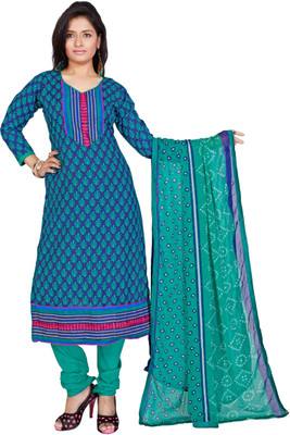 

Trendz Apparels Cotton Embroidered Dress/Top Material(Un-stitched), Blue