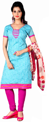 

Khushali Chanderi Self Design, Embroidered Salwar Suit Dupatta Material(Un-stitched), Pink;sky blue