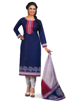 

Panchajanya Cotton Printed Salwar Suit Dupatta Material(Un-stitched), Blue