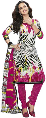 

Party Wear Dresses Cotton Printed Semi-stitched Salwar Suit Dupatta Material, Multicolor