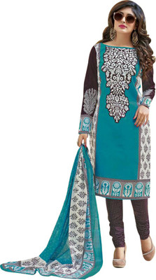 

Indian Wear Online Cotton Printed Salwar Suit Dupatta Material(Un-stitched), Blue