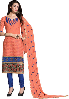 

Morli Cotton Self Design Salwar Suit Dupatta Material(Un-stitched), Orange