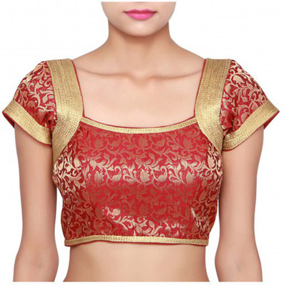 

Vandv Shop Jacquard Self Design Blouse Material(Un-stitched), Maroon