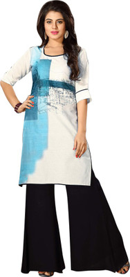 

Shelina Cotton Printed Kurti Fabric(Un-stitched), White
