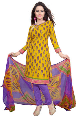 

Women Latest Fancy Designer Salwar Suit Crepe Printed Salwar Suit Dupatta Material(Un-stitched), Yellow