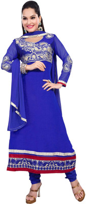 

Jiya Georgette Self Design, Embroidered Salwar Suit Dupatta Material(Un-stitched), Blue