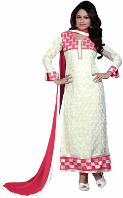 

Trendz Apparels Cotton Embroidered Salwar Suit Dupatta Material(Un-stitched), White