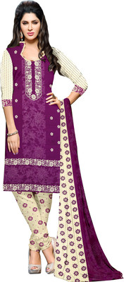

Jiya Crepe Self Design, Printed Salwar Suit Dupatta Material(Un-stitched), Beige;purple