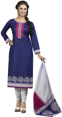 

Indian Wear Online Cotton Printed Salwar Suit Dupatta Material(Un-stitched), Blue