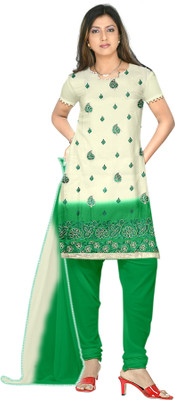 

Indian Wear Online Cotton Embroidered Salwar Suit Dupatta Material(Un-stitched), Beige