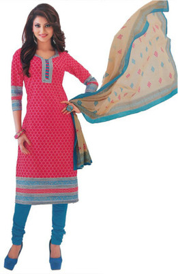 

Sharvi Cotton Printed Salwar Suit Dupatta Material(Un-stitched), Blue;pink