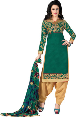 

Khushali Chanderi Self Design, Embroidered Salwar Suit Dupatta Material(Un-stitched), Beige;green;multicolor