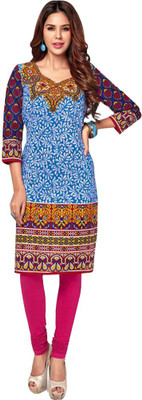 

Party Wear Dresses Cotton Printed Kurti Fabric(Un-stitched), Multicolor