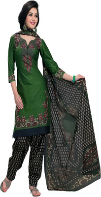 

Giftsnfriends Cotton Printed Dress/Top Material(Un-stitched), Green
