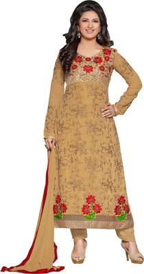 

Khushali Georgette Self Design, Embroidered Salwar Suit Dupatta Material(Un-stitched), Beige