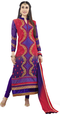 

Khushali Georgette Self Design, Embroidered Salwar Suit Dupatta Material(Un-stitched), Blue;pink