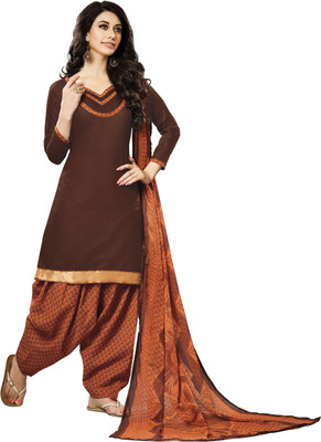 

Jiya Cotton Self Design Salwar Suit Dupatta Material(Un-stitched), Brown;orange