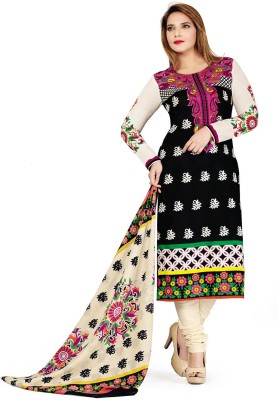 

Pshopee Cotton Printed Salwar Suit Dupatta Material(Un-stitched), Black