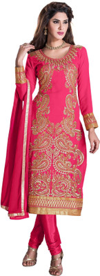 

Vardhman Synthetics Georgette Embroidered Dress/Top Material(Un-stitched), Gajari