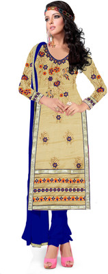 

Jiya Net Self Design, Embroidered, Embellished Salwar Suit Dupatta Material(Un-stitched), Beige;blue