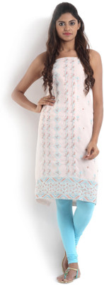 

Kasturi-B Swadeshi Karigari Georgette Embroidered Kurti Fabric(Un-stitched), Light baby pink